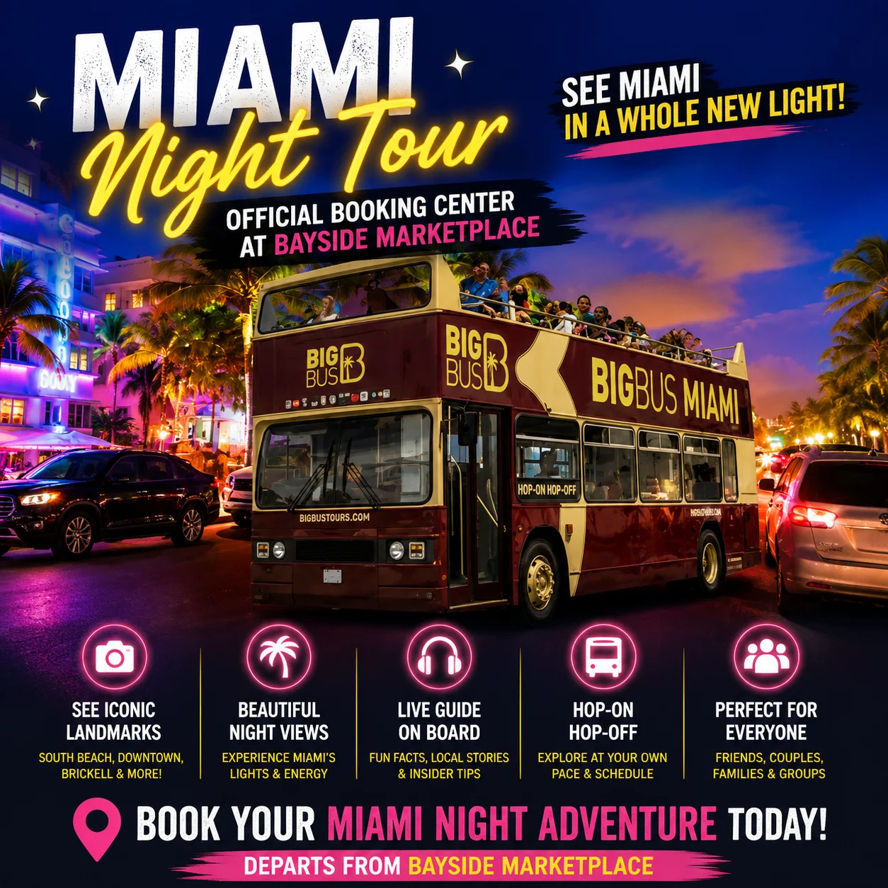 Miami Night Tour: Official Booking Center at Bayside Marketplace
