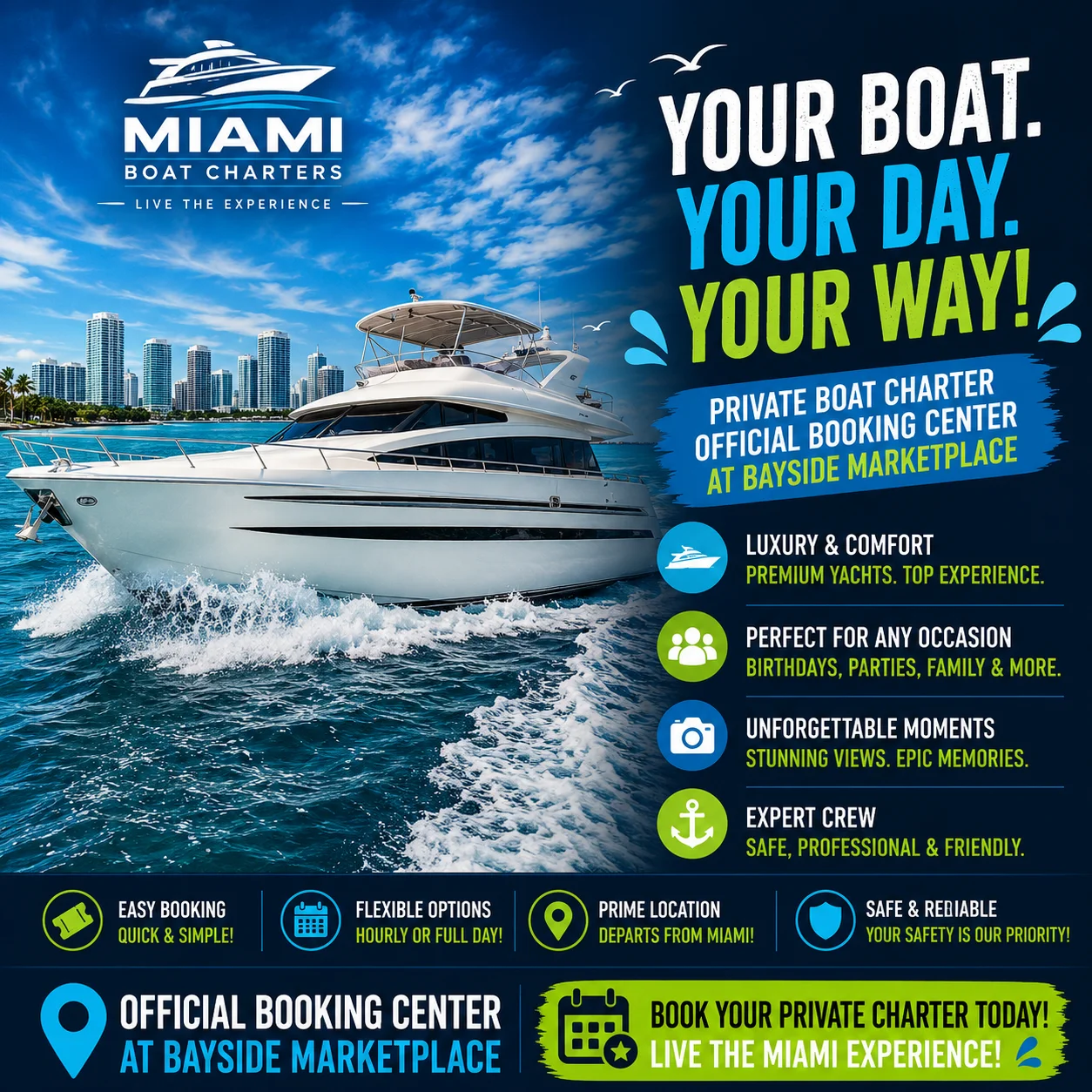 Private Boat Charter: Official Booking Center at Bayside Marketplace