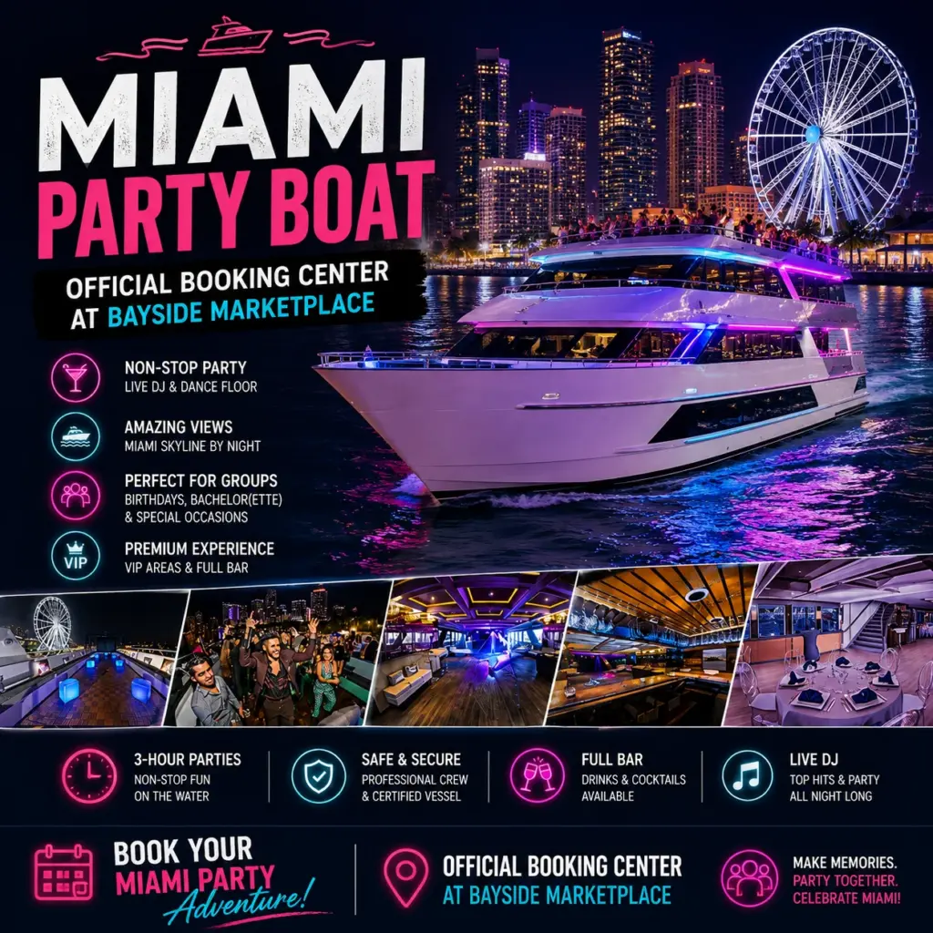 Miami Party Boat: Official Booking Center at Bayside Marketplace
