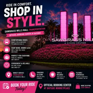 Sawgrass Mills Mall Transportation: Official Booking Center at Bayside